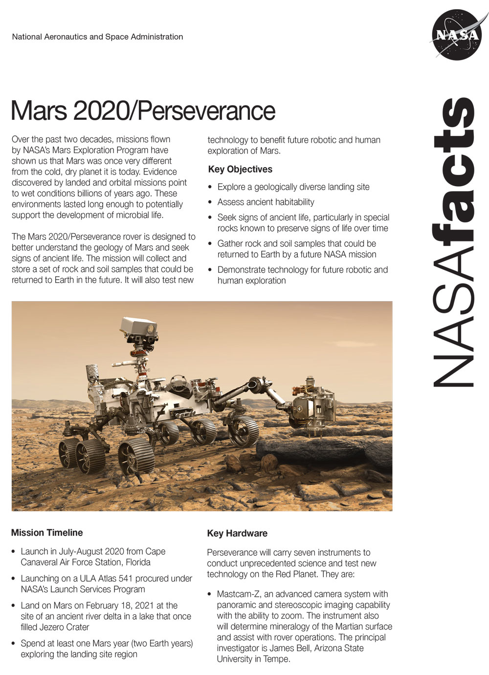 Mars 2020 Fact Sheet