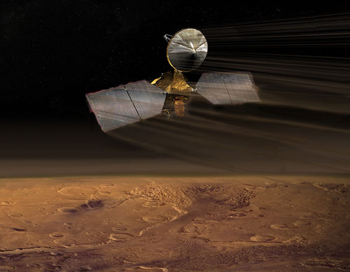 The Mars Reconnaissance Orbiter in its aerobraking stage