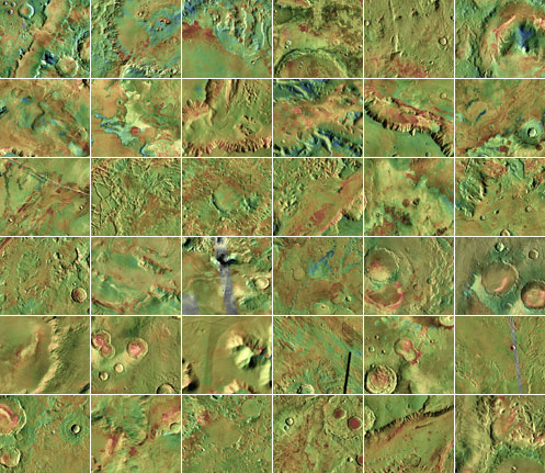 This mosaic shows 36 proposed landing sites for NASA's next Mars rover, in the Mars Science Laboratory mission.