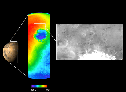 First THEMIS Infrared and Visible Images of Mars