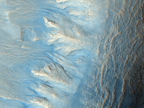 Northern Hemisphere Gullies on West-Facing Crater Slope, Mars
