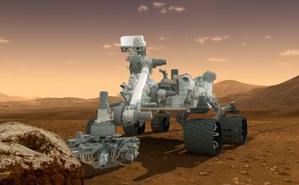 Artist's concept of Curiosity at Gale Crater