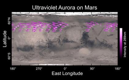 View image for Map of Auroral Detections on Mars