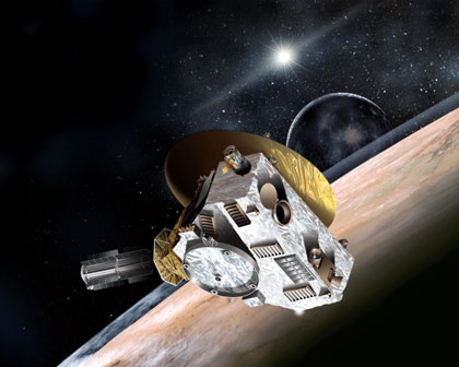 Artist's concept of New Horizons flying by Pluto