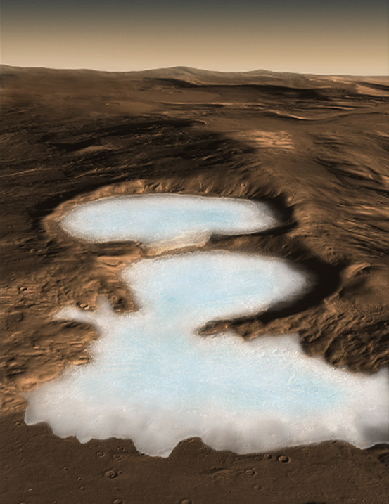 Artist concept of glacier on Mars.