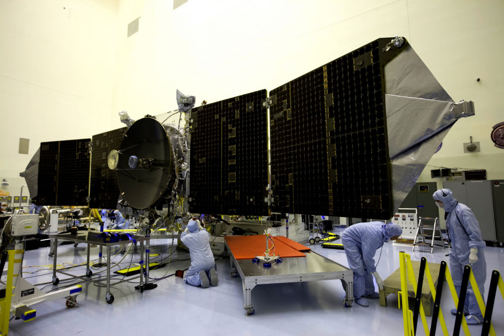 MAVEN solar arrays being tested by engineers.