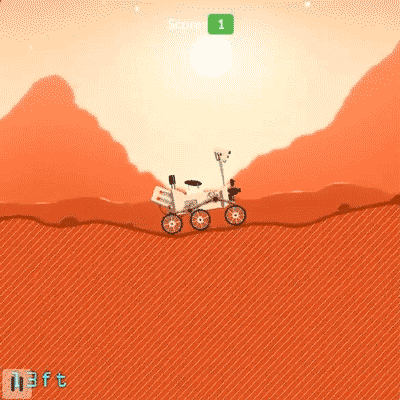 Screenshot of the Mars rover game