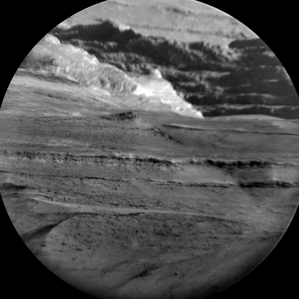 ChemCam view of Mt Sharp taken at the same time as a HiRISE image of the same area as seen from space.