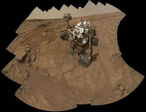 This self-portrait of NASA's Mars rover Curiosity combines 66 exposures taken by the rover's Mars Hand Lens Imager (MAHLI) during the 177th Martian day, or sol, of Curiosity's work on Mars (Feb. 3, 2013).