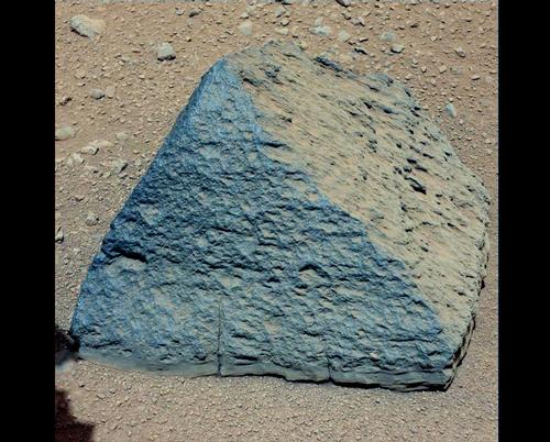 This image shows where NASA's Curiosity rover aimed two different instruments to study a rock known as "Jake Matijevic."