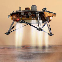 Artists concept of the Phoenix lander at Mars.
