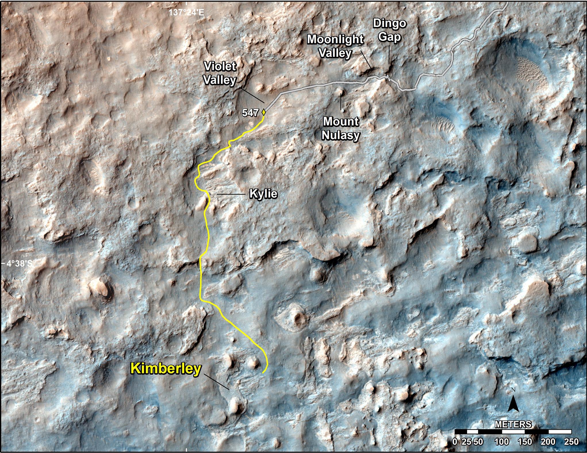 Map of Recent and Planned Driving by Curiosity as of Feb. 18, 2014
