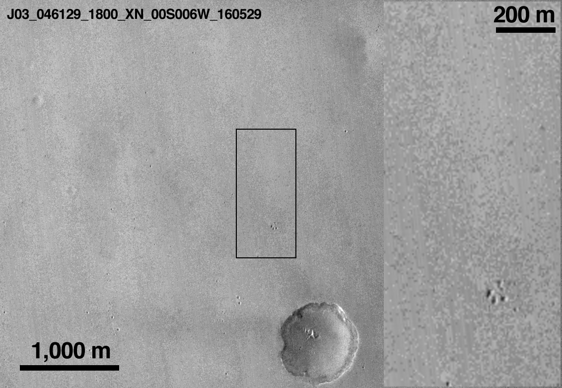 Signs of Schiaparelli Test Lander Seen From Orbit