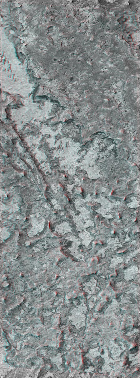 Northern Terra Meridiani Rocks and Cliffs in 3-D