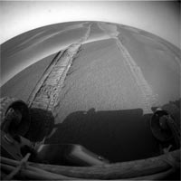 This image shows an Opportunity's view after maneuvering out of sandtrap
