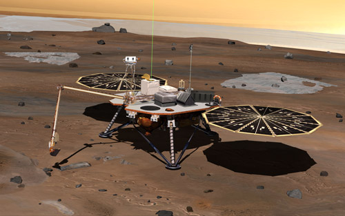 This image is an artists depiction of the Phoenix Lander on Mars
