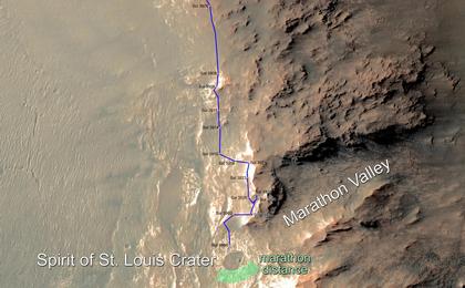 View image for Rover's Progress Toward Mars Marathon, Sol 3966