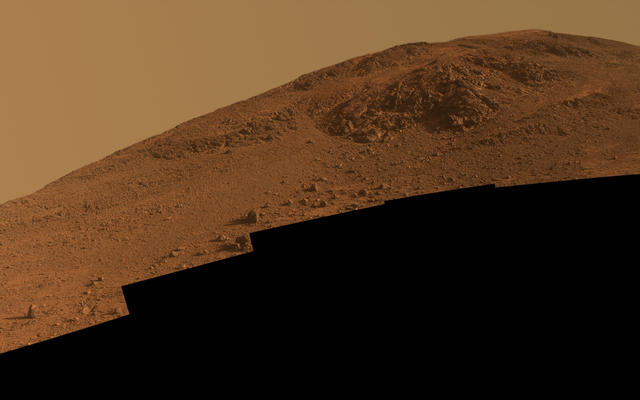 The Opportunity rover looked upward at 'Knudsen Ridge' on the southern edge of 'Marathon Valley,' but didn't make this climb!