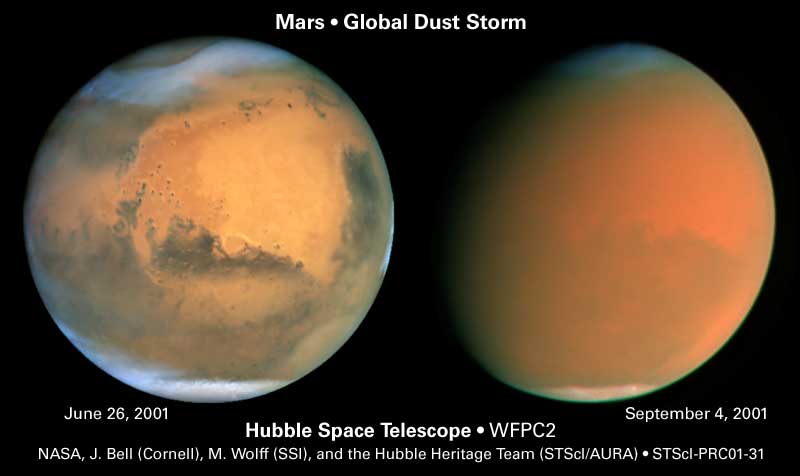 Hubble Sees A Perfect Dust Storm on Mars