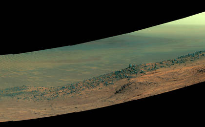 View image for Mars Rover Opportunity's Panorama of 'Wharton Ridge' (Enhanced Color)