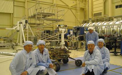 View image for Mars Exploration Rover team members with rover