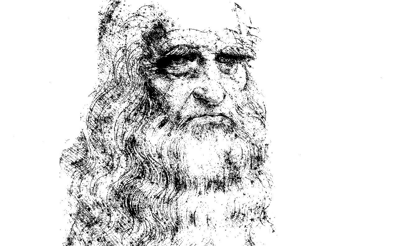 Etched Version of Leonardo da Vinci's Self-Portrait On The Microchip