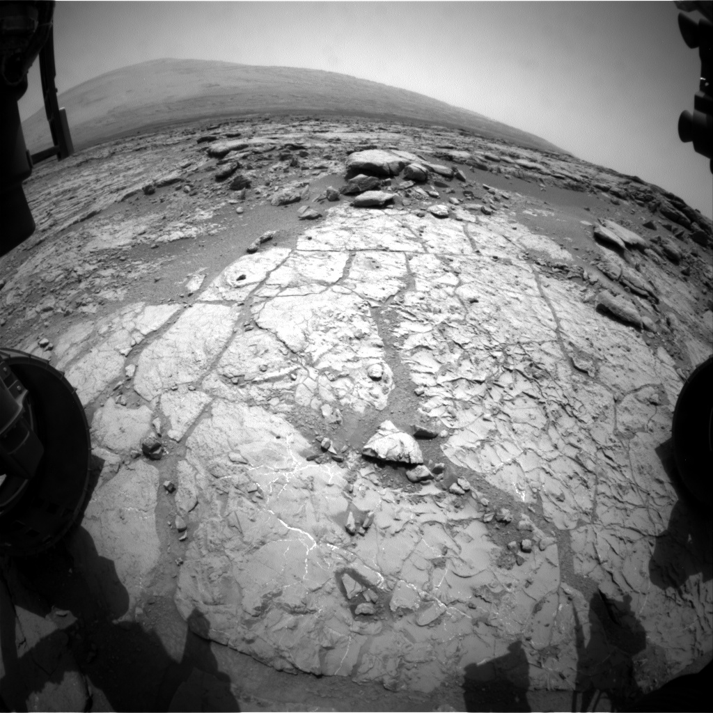 Nasa's Mars rover Curiosity acquired this image using its Front Hazard Avoidance Camera (Front Hazcam) on Sol 215, at drive 0, site number 6