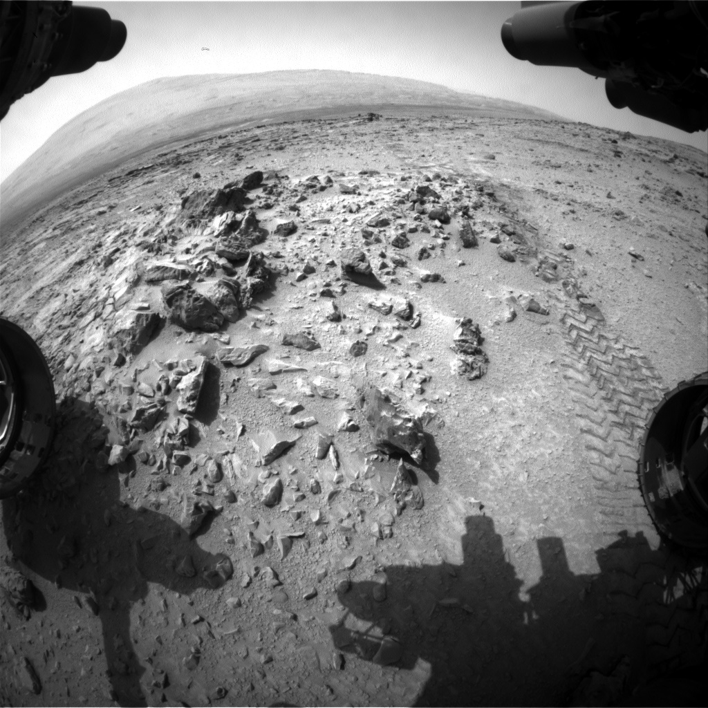 Nasa's Mars rover Curiosity acquired this image using its Front Hazard Avoidance Camera (Front Hazcam) on Sol 325, at drive 0, site number 7
