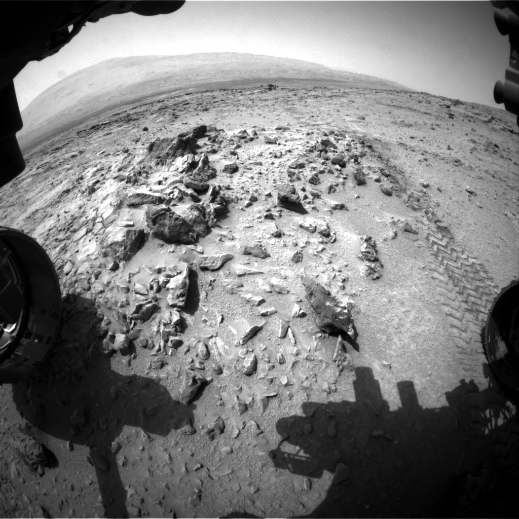 Nasa's Mars rover Curiosity acquired this image using its Front Hazard Avoidance Camera (Front Hazcam) on Sol 327, at drive 0, site number 7