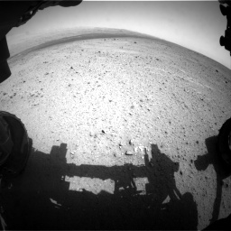 Nasa's Mars rover Curiosity acquired this image using its Front Hazard Avoidance Camera (Front Hazcam) on Sol 349, at drive 736, site number 10