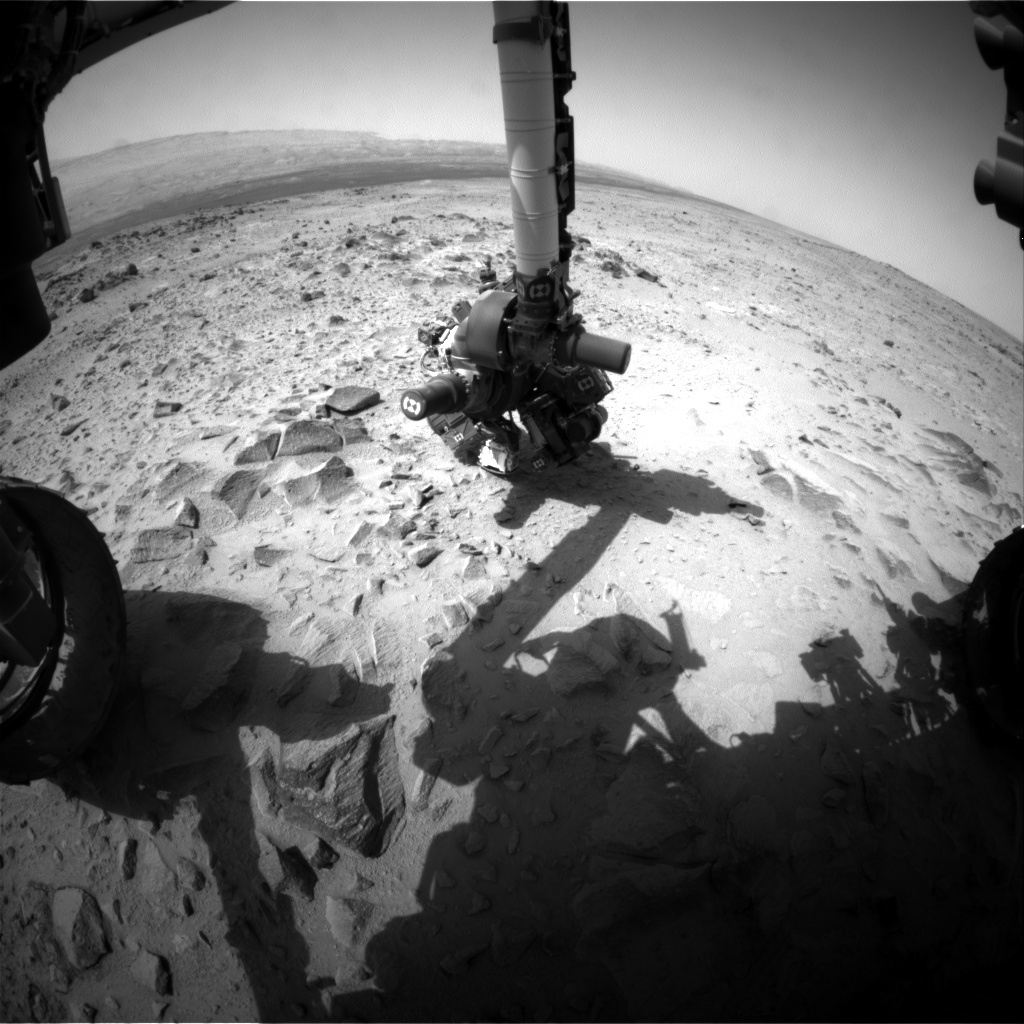 Nasa's Mars rover Curiosity acquired this image using its Front Hazard Avoidance Camera (Front Hazcam) on Sol 361, at drive 0, site number 12