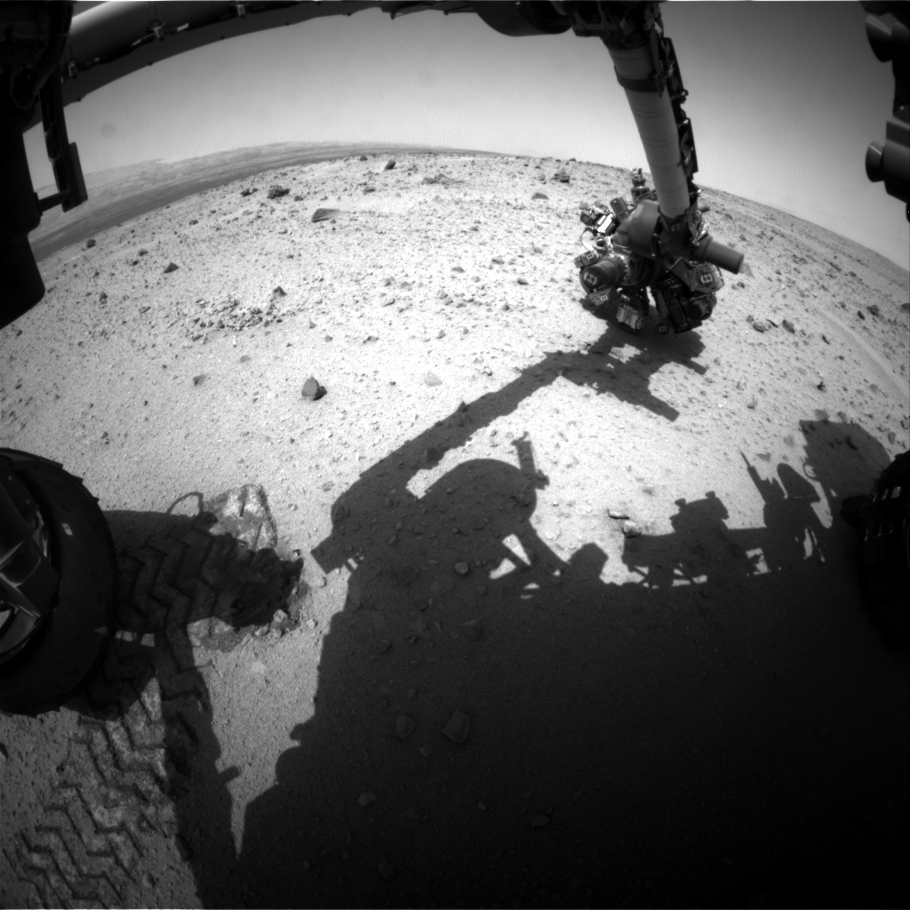 Nasa's Mars rover Curiosity acquired this image using its Front Hazard Avoidance Camera (Front Hazcam) on Sol 374, at drive 0, site number 14