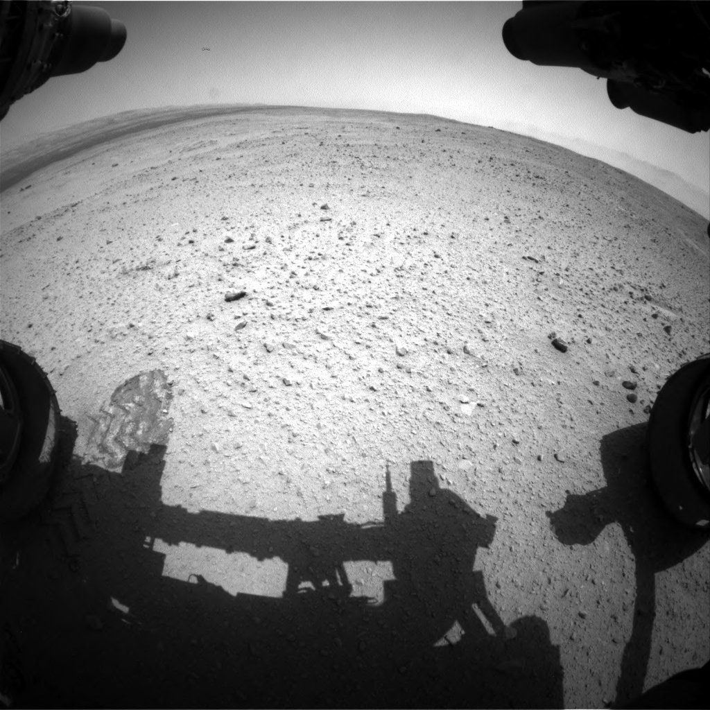 Nasa's Mars rover Curiosity acquired this image using its Front Hazard Avoidance Camera (Front Hazcam) on Sol 379, at drive 1262, site number 14