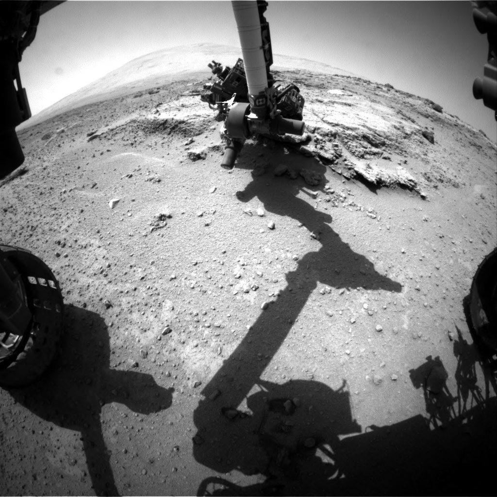 Nasa's Mars rover Curiosity acquired this image using its Front Hazard Avoidance Camera (Front Hazcam) on Sol 394, at drive 50, site number 16