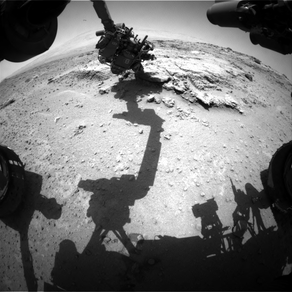 Nasa's Mars rover Curiosity acquired this image using its Front Hazard Avoidance Camera (Front Hazcam) on Sol 394, at drive 50, site number 16