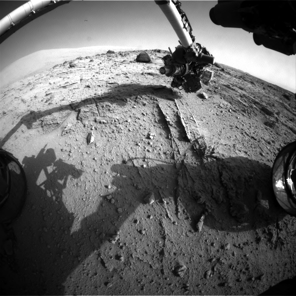 Nasa's Mars rover Curiosity acquired this image using its Front Hazard Avoidance Camera (Front Hazcam) on Sol 399, at drive 148, site number 16