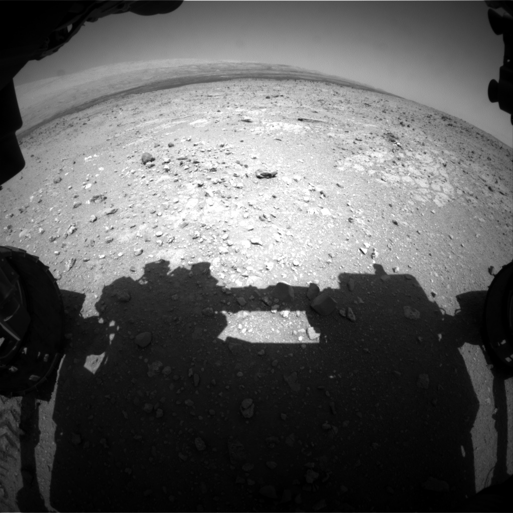 Nasa's Mars rover Curiosity acquired this image using its Front Hazard Avoidance Camera (Front Hazcam) on Sol 410, at drive 676, site number 17