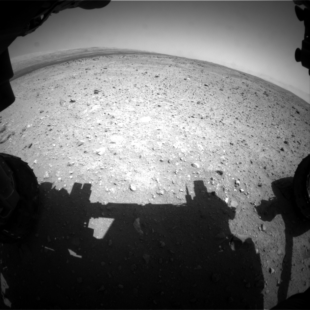 Nasa's Mars rover Curiosity acquired this image using its Front Hazard Avoidance Camera (Front Hazcam) on Sol 412, at drive 820, site number 17