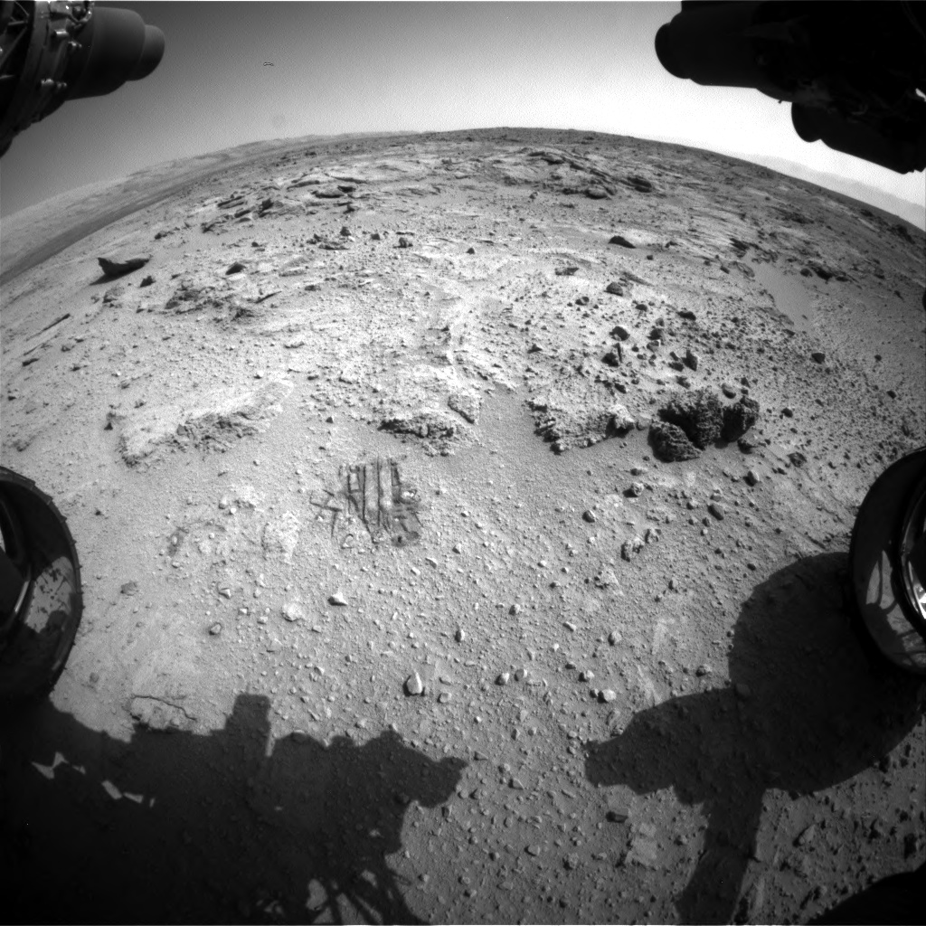Nasa's Mars rover Curiosity acquired this image using its Front Hazard Avoidance Camera (Front Hazcam) on Sol 412, at drive 0, site number 18