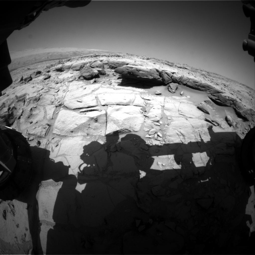 Nasa's Mars rover Curiosity acquired this image using its Front Hazard Avoidance Camera (Front Hazcam) on Sol 453, at drive 0, site number 22