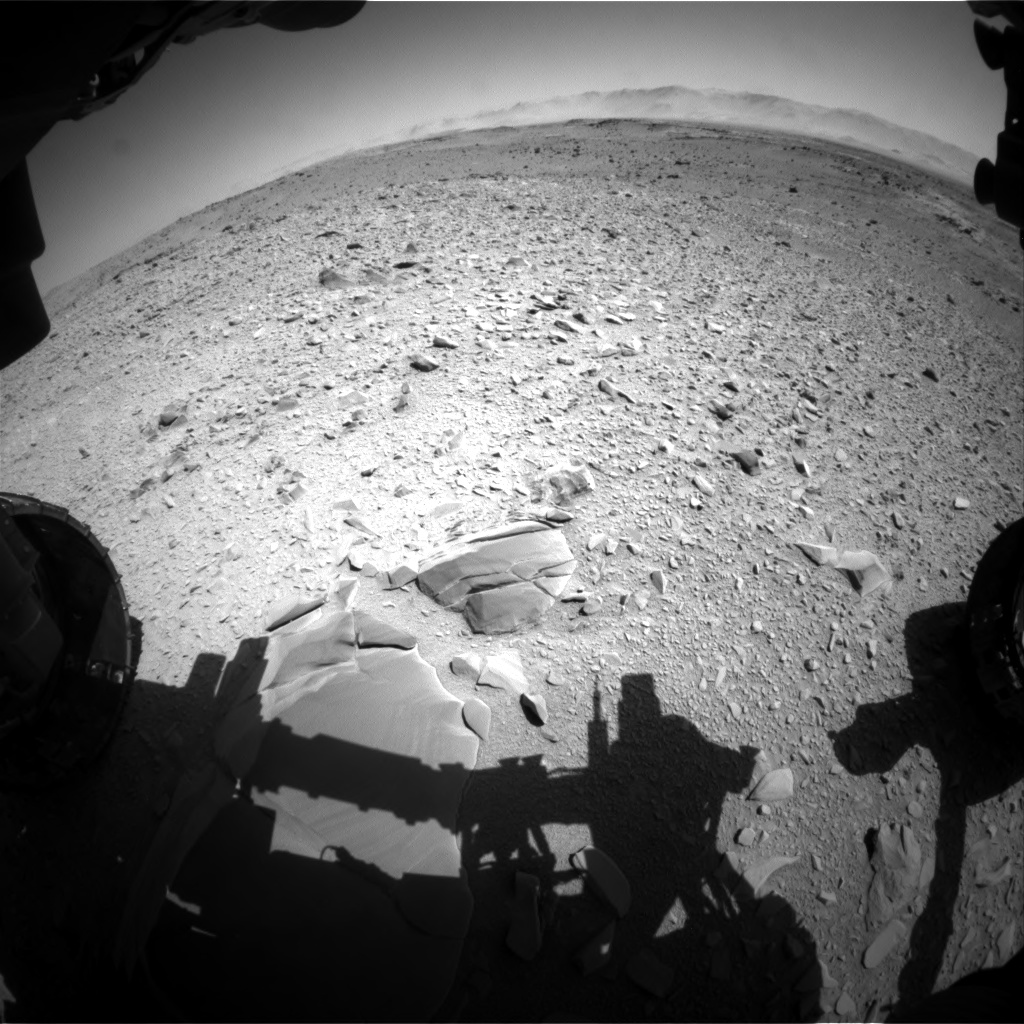 Nasa's Mars rover Curiosity acquired this image using its Front Hazard Avoidance Camera (Front Hazcam) on Sol 518, at drive 828, site number 25