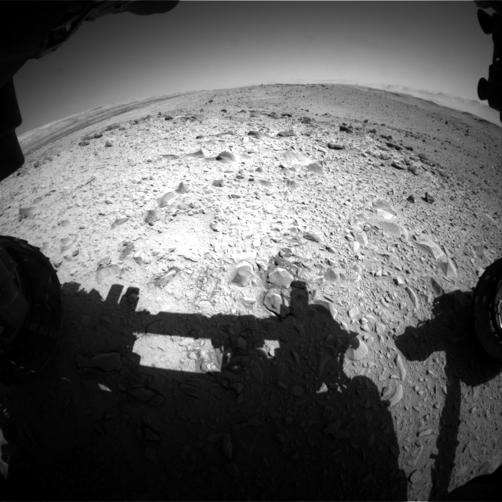 Nasa's Mars rover Curiosity acquired this image using its Front Hazard Avoidance Camera (Front Hazcam) on Sol 518, at drive 886, site number 25