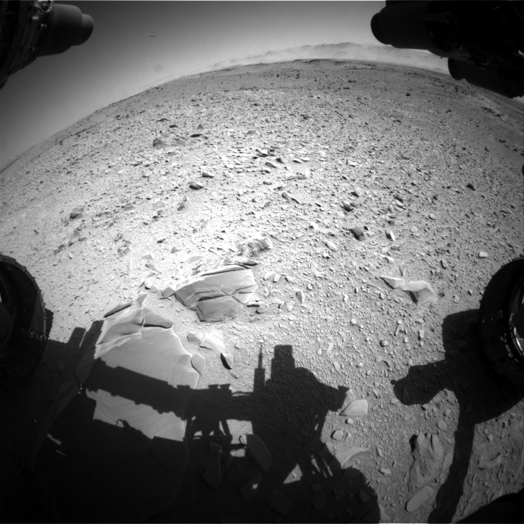 Nasa's Mars rover Curiosity acquired this image using its Front Hazard Avoidance Camera (Front Hazcam) on Sol 518, at drive 828, site number 25