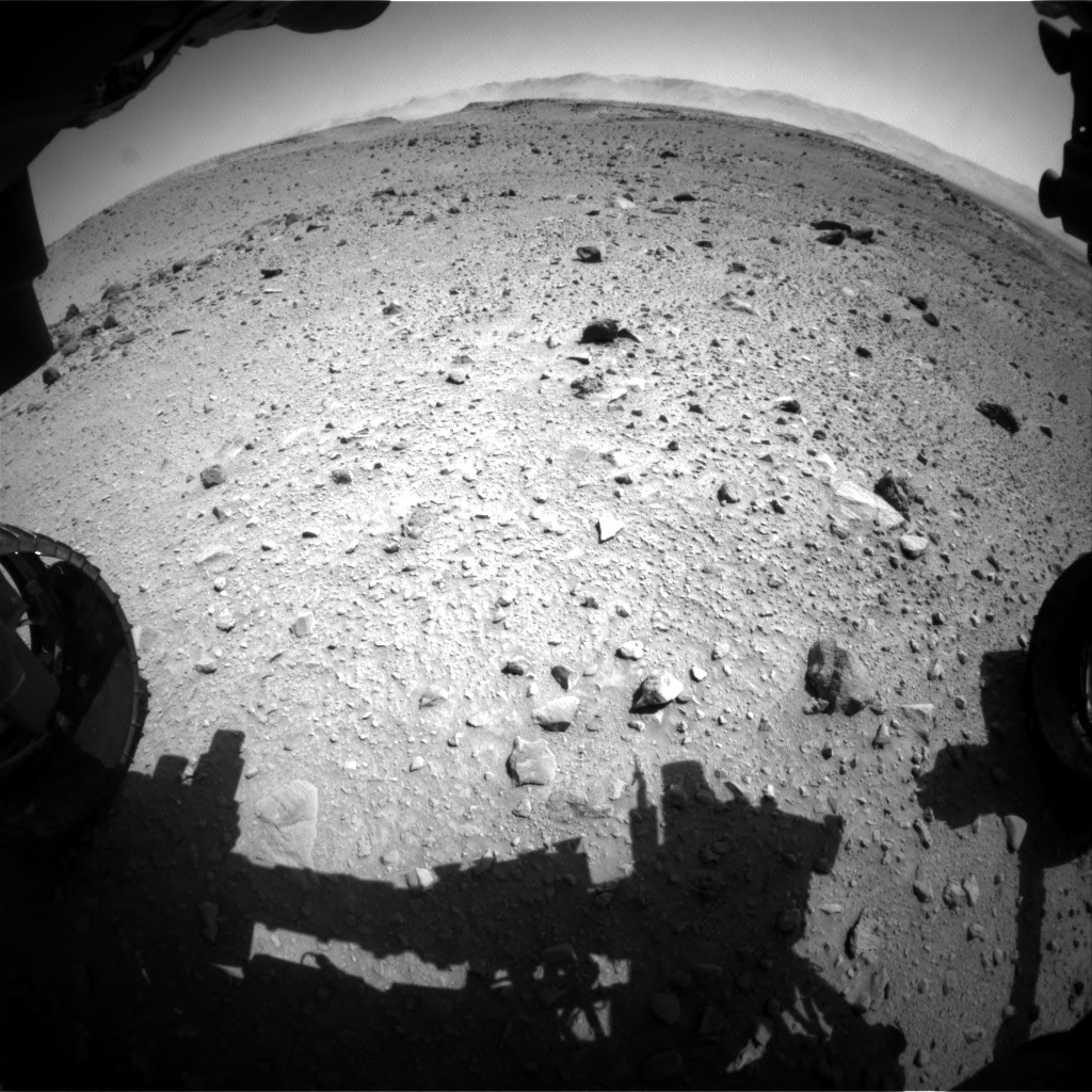 Nasa's Mars rover Curiosity acquired this image using its Front Hazard Avoidance Camera (Front Hazcam) on Sol 519, at drive 976, site number 25