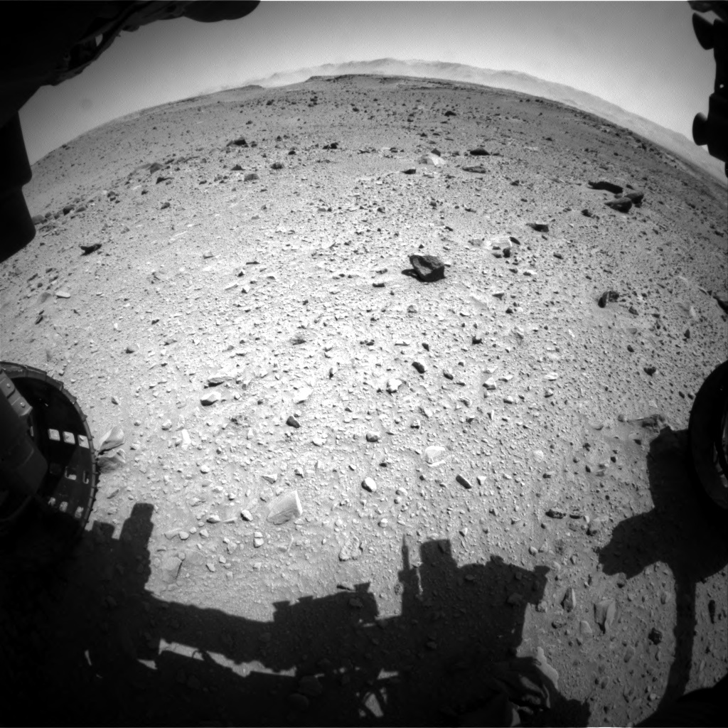 Nasa's Mars rover Curiosity acquired this image using its Front Hazard Avoidance Camera (Front Hazcam) on Sol 519, at drive 988, site number 25