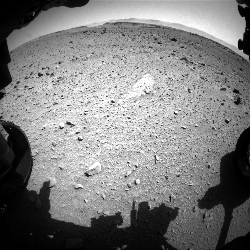 Nasa's Mars rover Curiosity acquired this image using its Front Hazard Avoidance Camera (Front Hazcam) on Sol 519, at drive 1042, site number 25