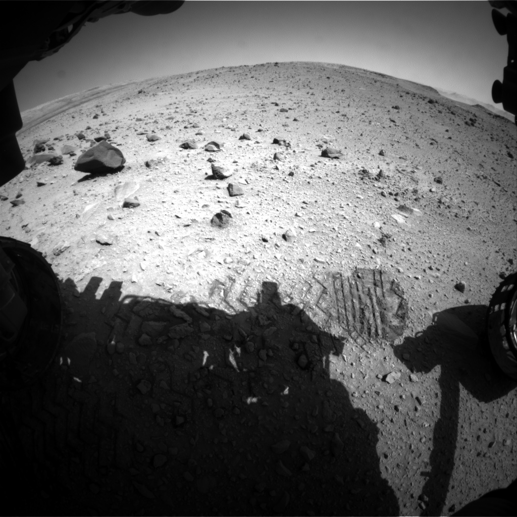 Nasa's Mars rover Curiosity acquired this image using its Front Hazard Avoidance Camera (Front Hazcam) on Sol 519, at drive 1070, site number 25