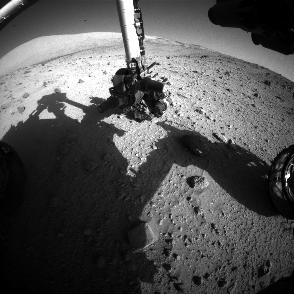 Nasa's Mars rover Curiosity acquired this image using its Front Hazard Avoidance Camera (Front Hazcam) on Sol 523, at drive 1296, site number 25