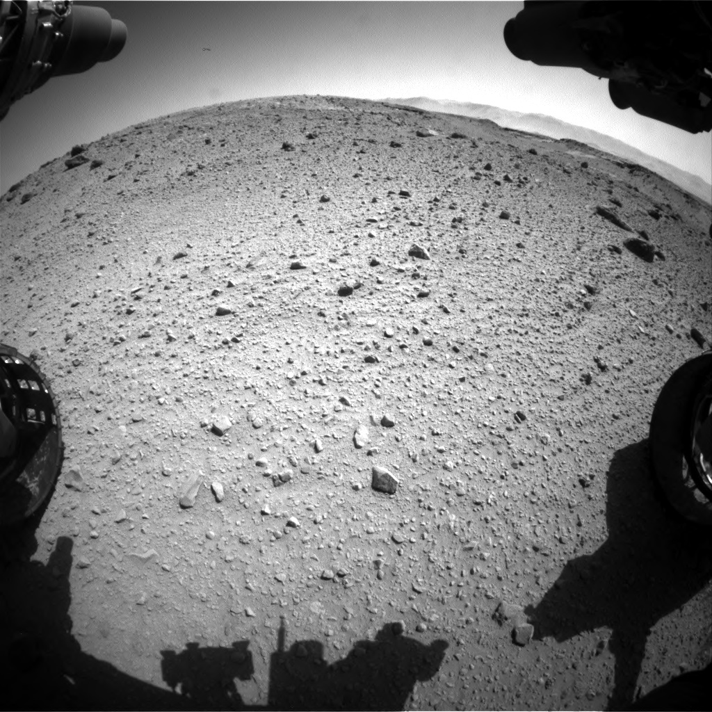 Nasa's Mars rover Curiosity acquired this image using its Front Hazard Avoidance Camera (Front Hazcam) on Sol 524, at drive 1450, site number 25