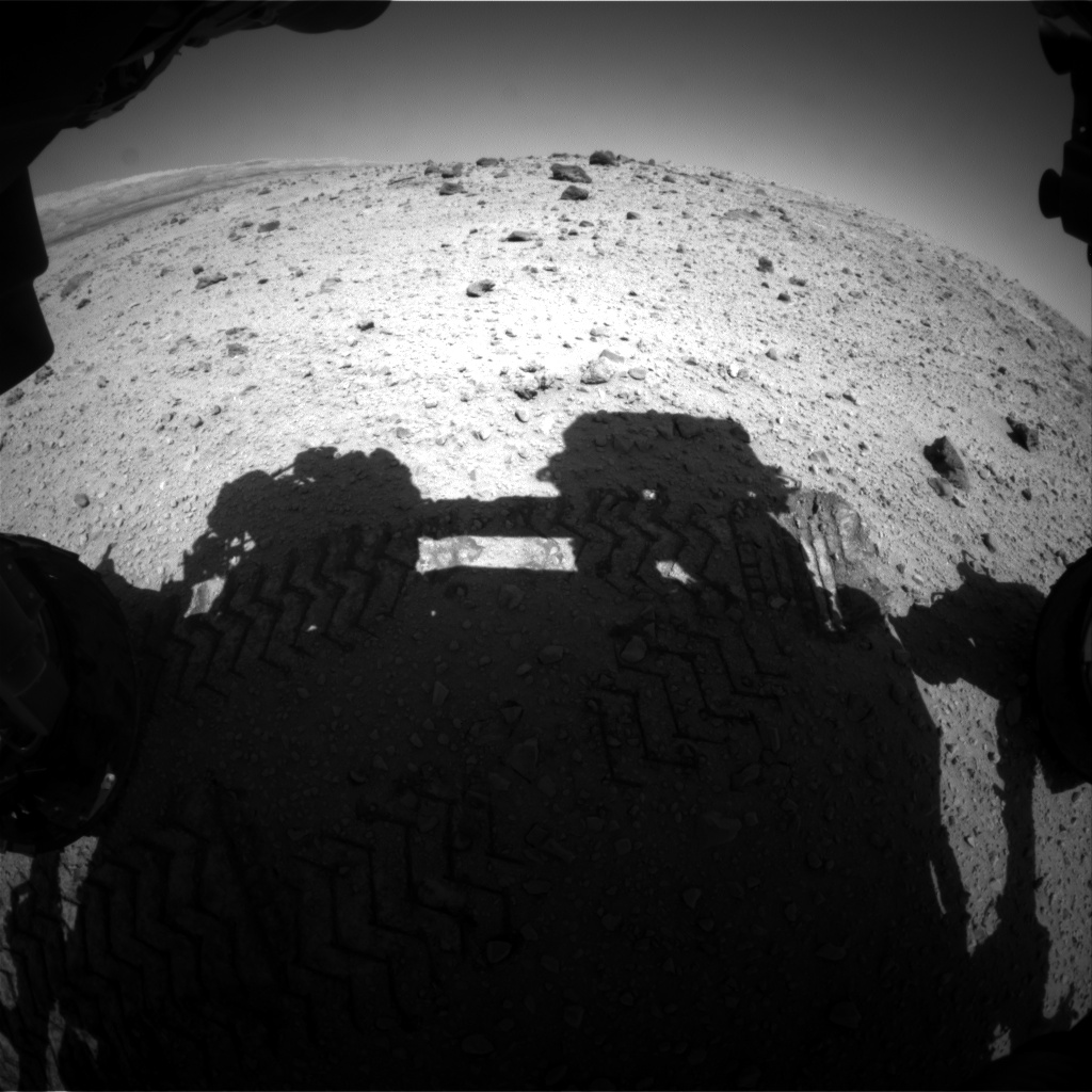 Nasa's Mars rover Curiosity acquired this image using its Front Hazard Avoidance Camera (Front Hazcam) on Sol 525, at drive 1496, site number 25